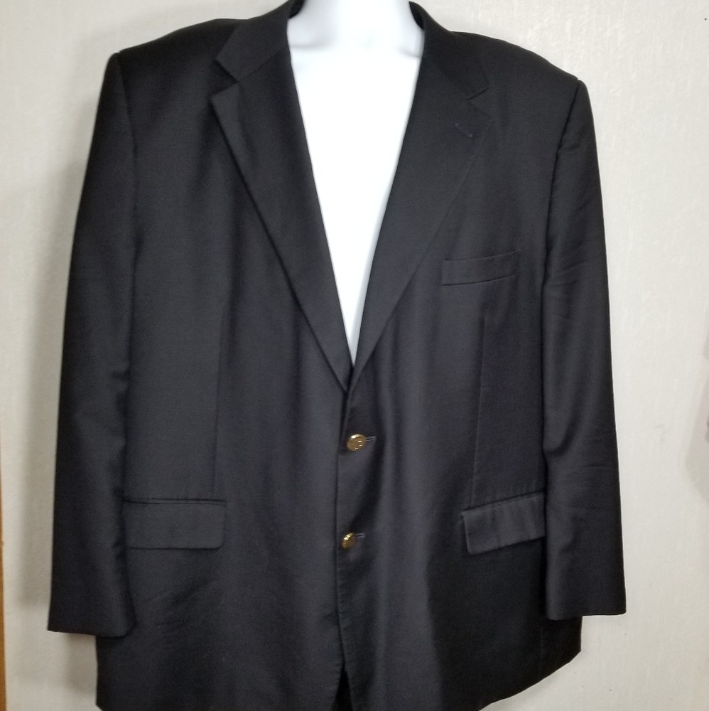 Suit Jacket - Black 3 Button (gold) - 52 R